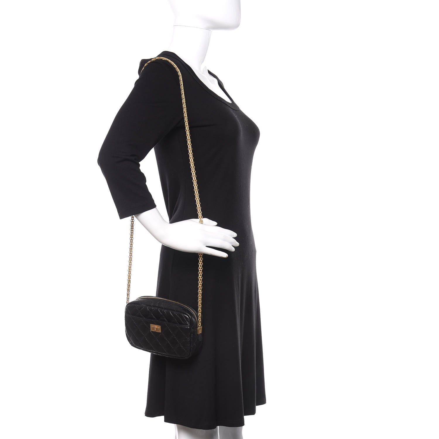 Chanel Aged Calfskin Quilted Mini Reissue Camera Case Black 2 of 10