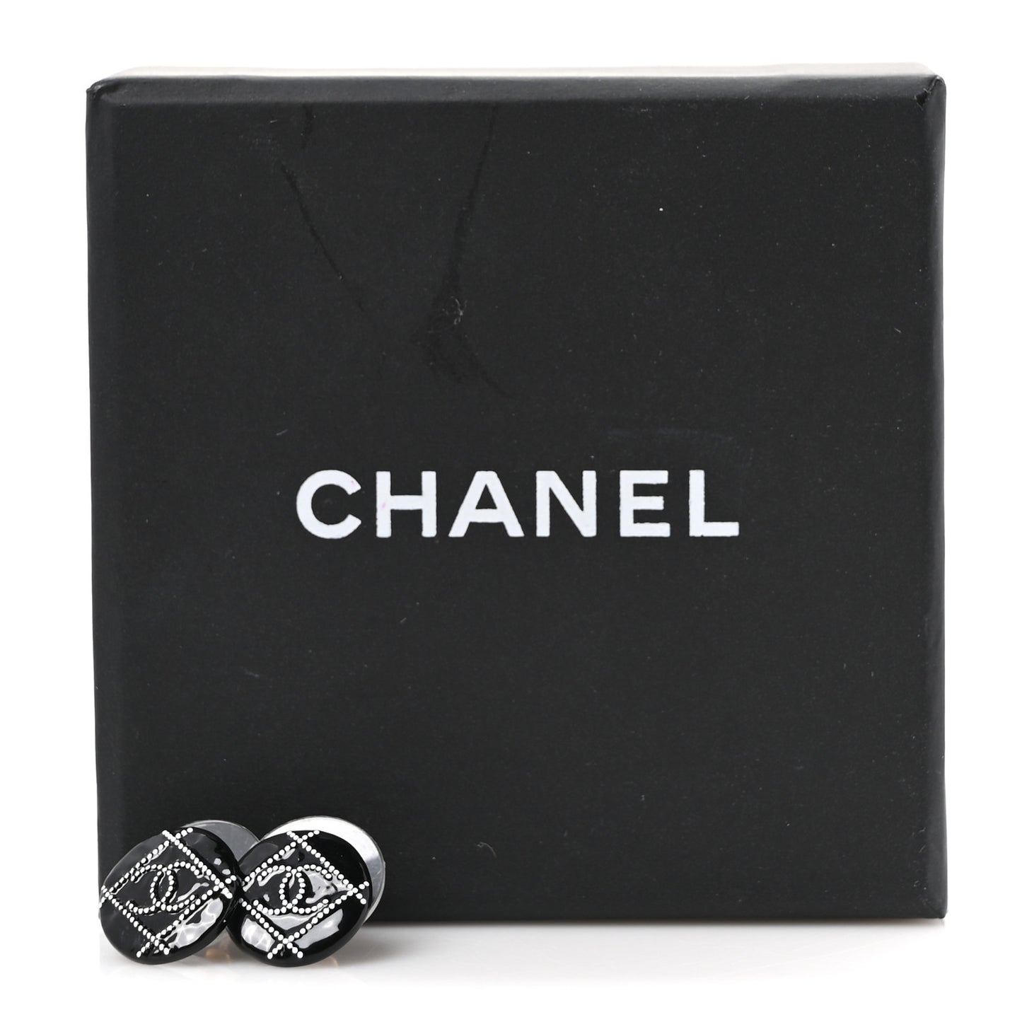 Resin Crystal CC Earrings Black