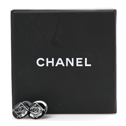Chanel Resin Crystal CC Earrings Black 5 of 5