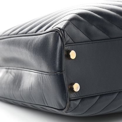 Saint Laurent Grain De Poudre Matelasse Chevron Monogram Shopping Bag Black 6 of 9