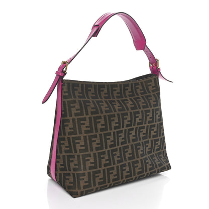 Fendi Zucca Vitello Spalmati Small Hobo Tobacco Magenta 2 of 10