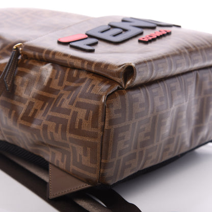 Fendi X FILA Glazed Fabric Vitello Century FF 1974 Mania Pouch Pocket Backpack Mogano Panna Blueberry 7 of 9
