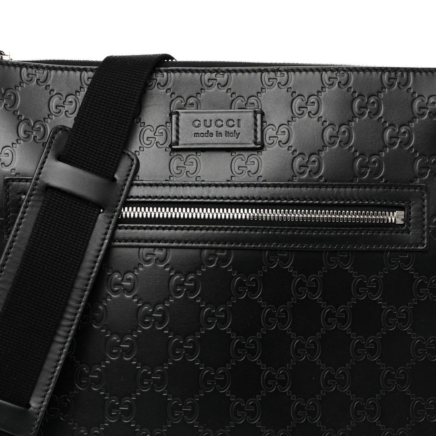 Guccissima Signature Medium Flat Messenger Bag Black