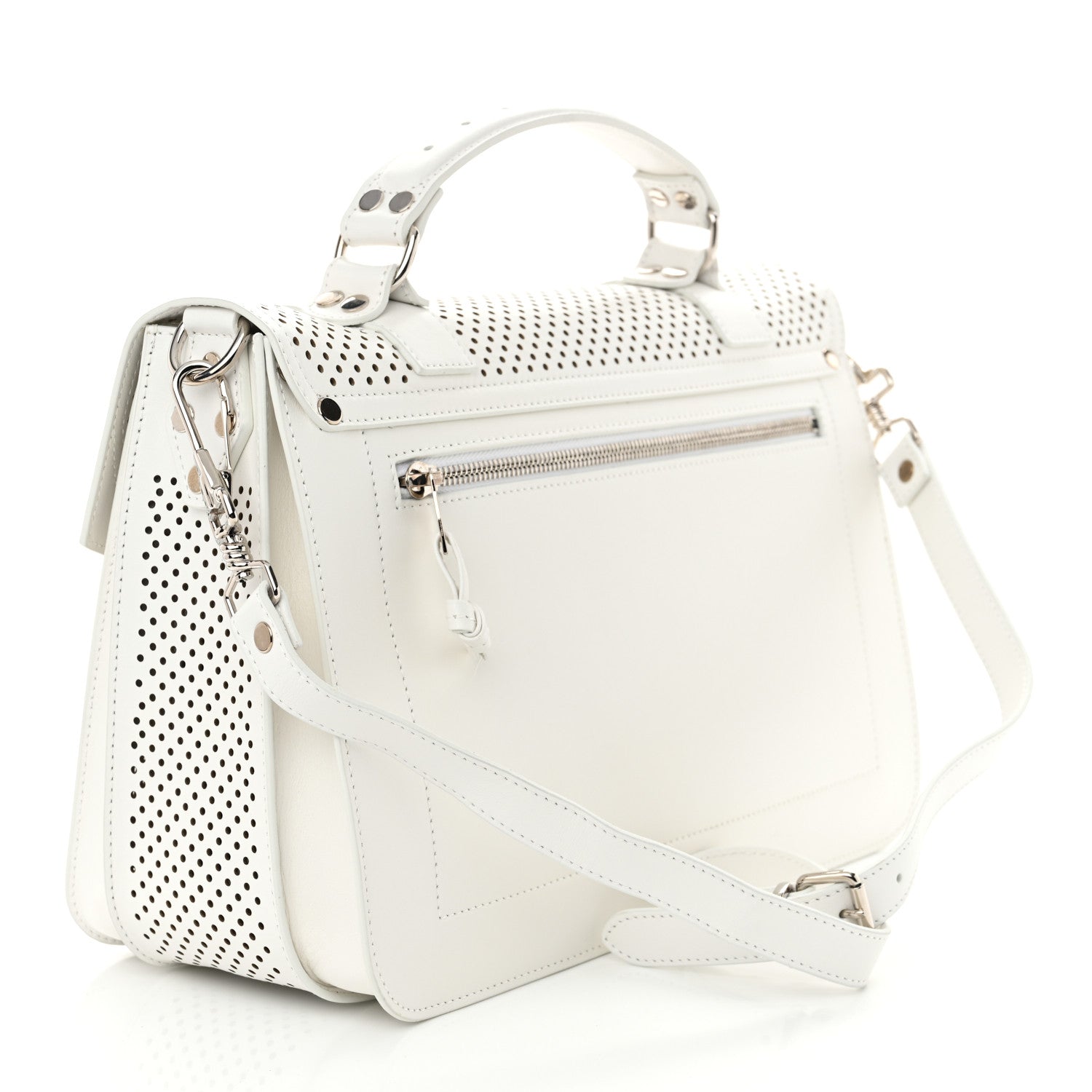 Proenza Schouler Lambskin Perforated Medium PS1 Satchel White 3 of 12