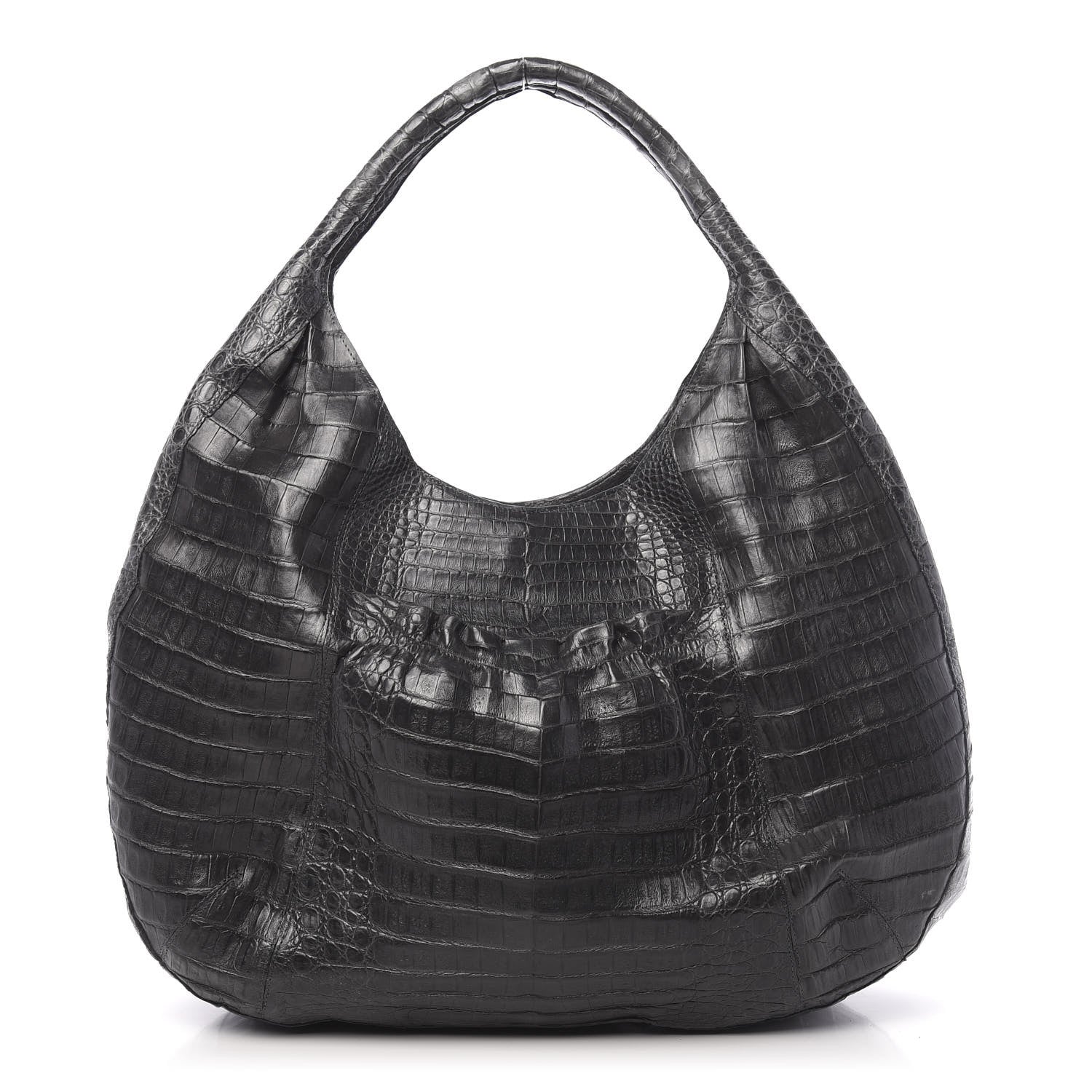 Nancy Gonzalez Crocodile Hobo Grey 1 of 10