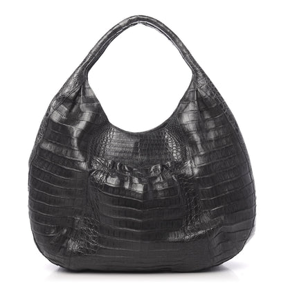 Nancy Gonzalez Crocodile Hobo Grey 1 of 10