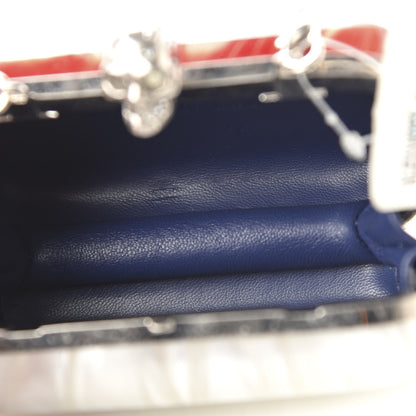 Alexander McQueen Marble Plexiglas Skull Box Chain Clutch Silver White Red 5 of 9