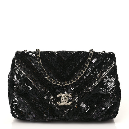 Chanel Sequins Chevron Mini Rectangular Flap Black 1 of 8