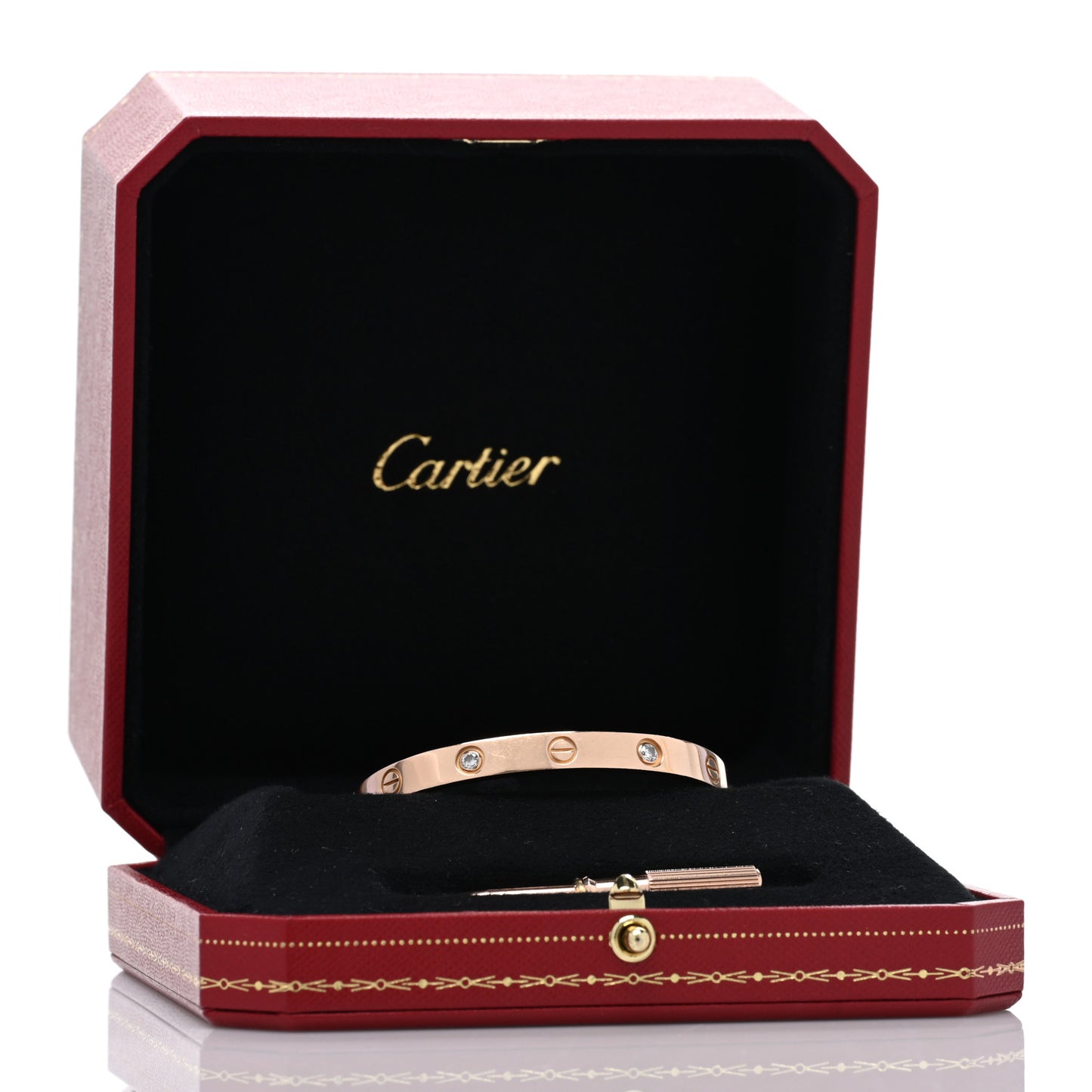 18K Pink Gold 4 Diamond LOVE Bracelet 16