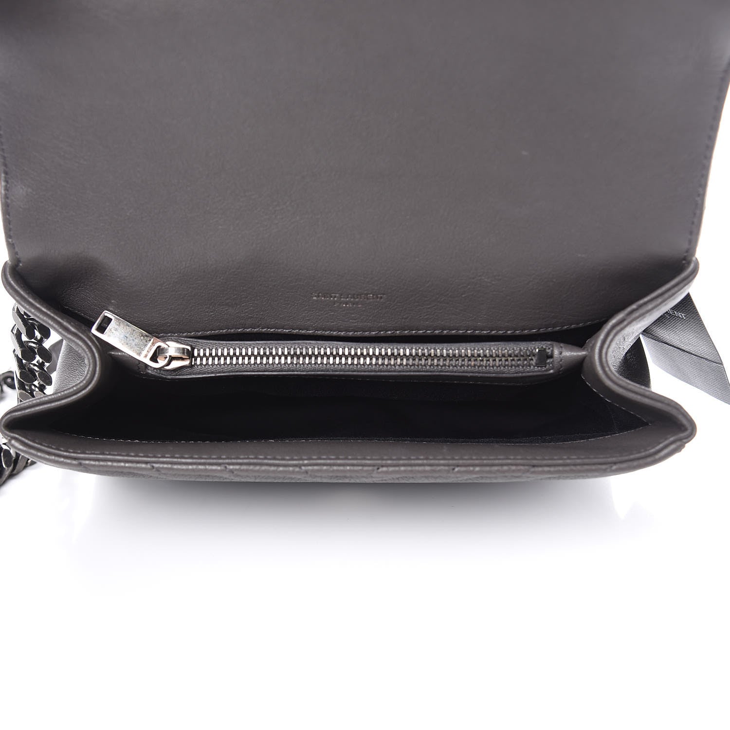 Saint Laurent Sheepskin Matelasse Chevron Monogram Medium College Bag Asphalt 5 of 10