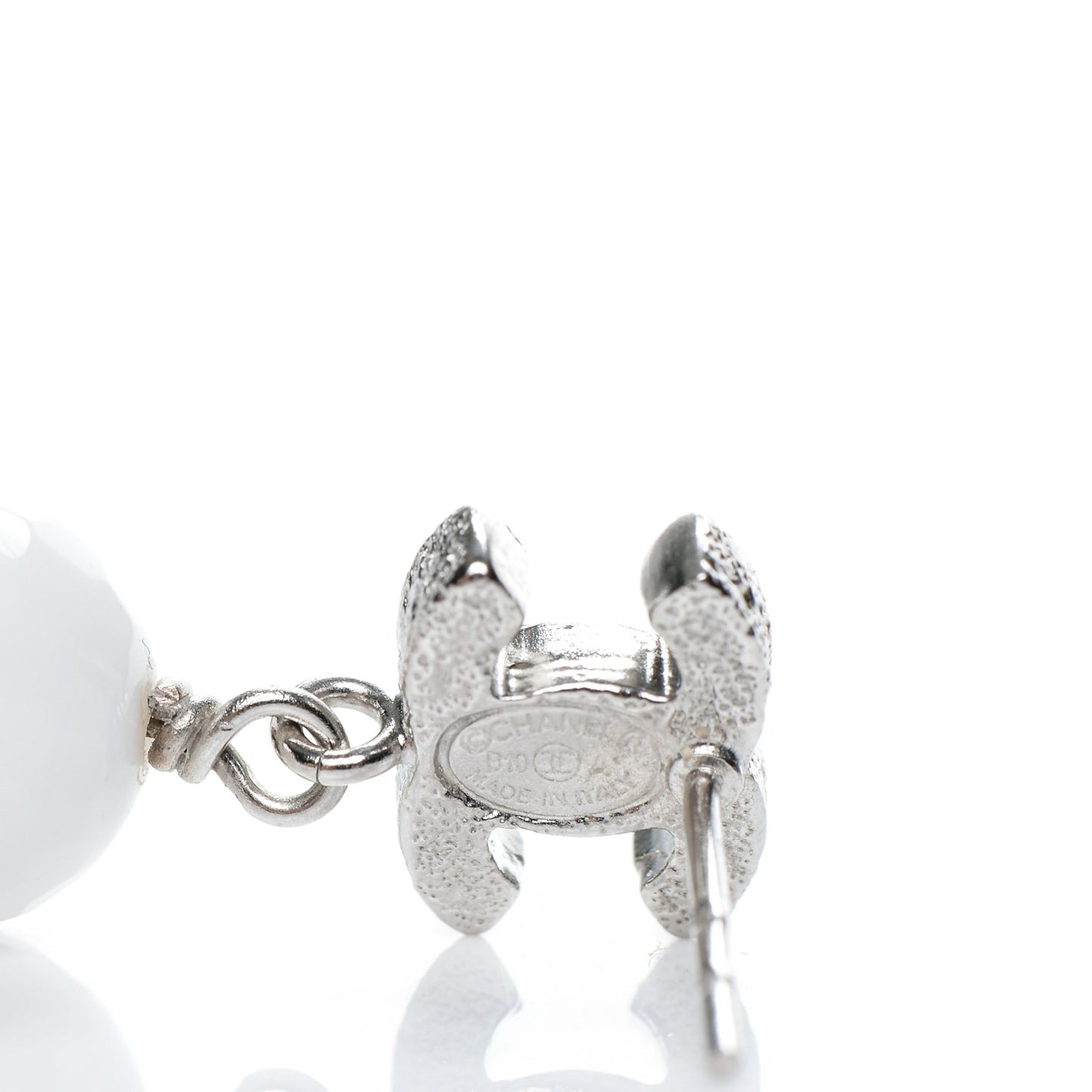 Glitter Enamel Bead CC Drop Earrings White