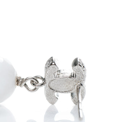 Chanel Glitter Enamel Bead CC Drop Earrings White 4 of 4