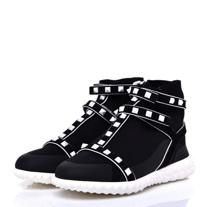Valentino Garavani Body Tech Knit Free Rockstud Sock High Top Sneakers 35.5 Black White 3 of 9