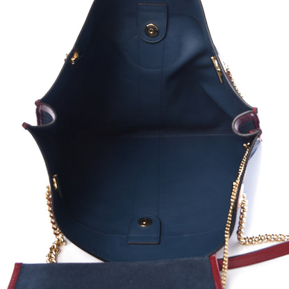 Gucci Suede Calfskin Large Rajah Chain Tote New Blue Romantic Cherry 5 of 16