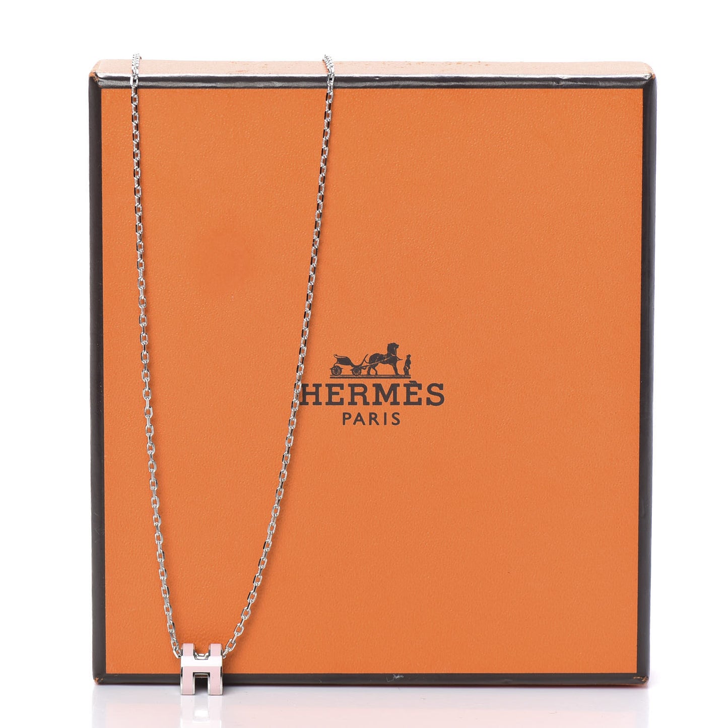 Lacquered Palladium Pop H Pendant Necklace Rose Dragee