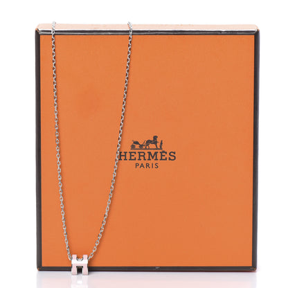 Hermes Lacquered Palladium Pop H Pendant Necklace Rose Dragee 5 of 5