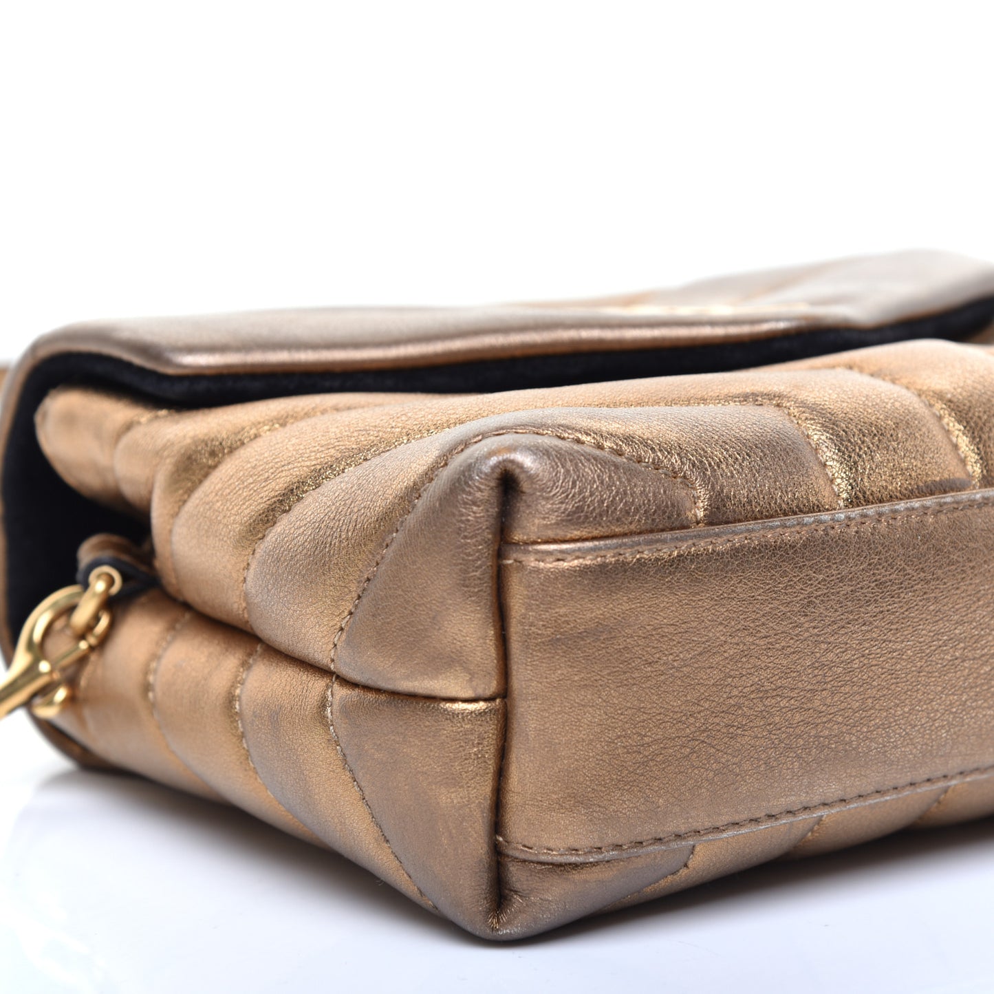 Metallic Calfskin Y Quilted Monogram Toy Loulou Crossbody Bag Gold