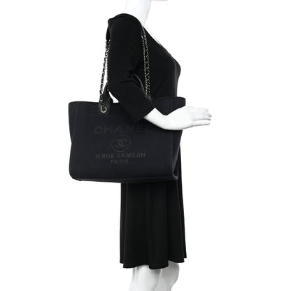 Chanel Canvas Medium Deauville Tote Black 2 of 13