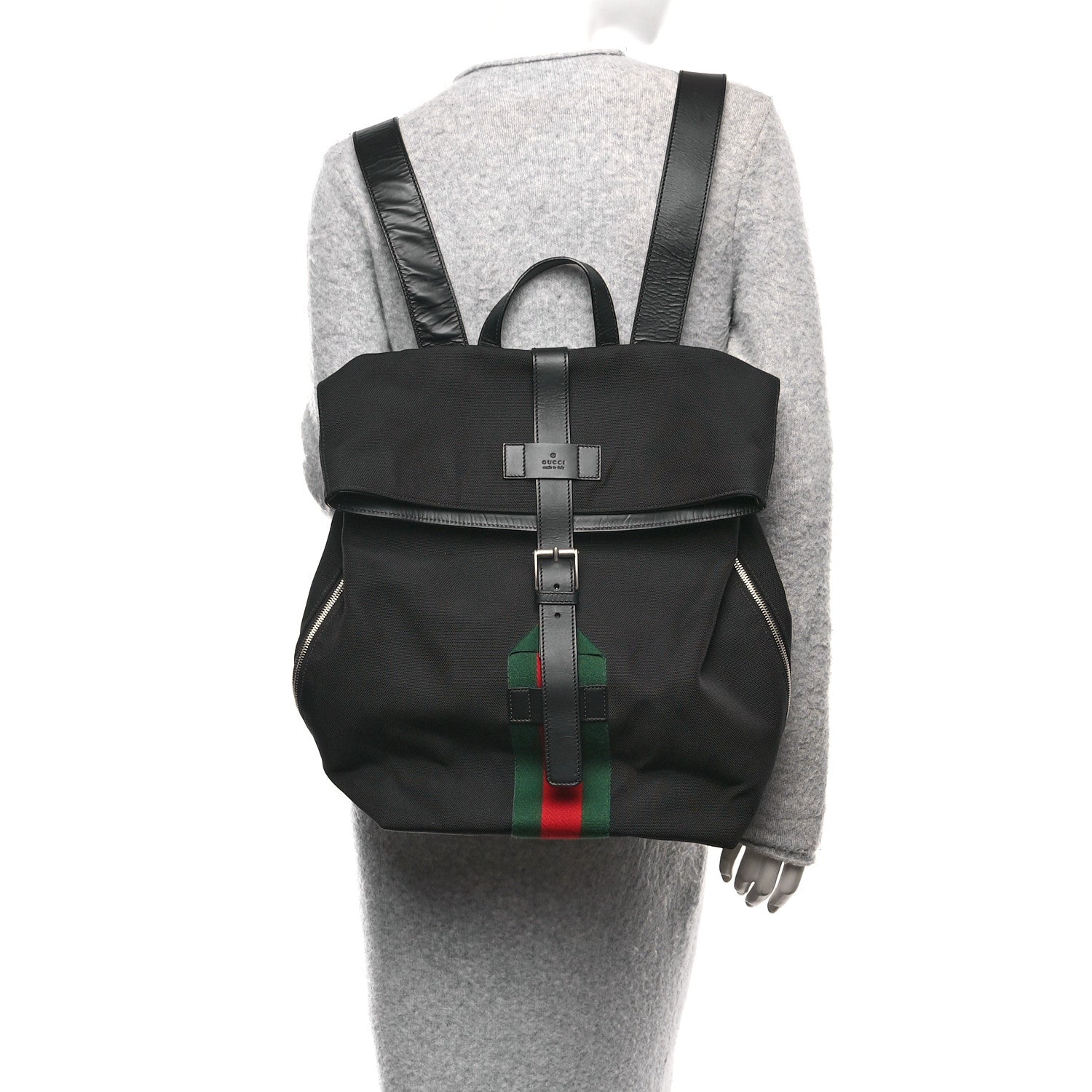 Gucci Techno Canvas Web Single Buckle Backpack Black 2 of 11