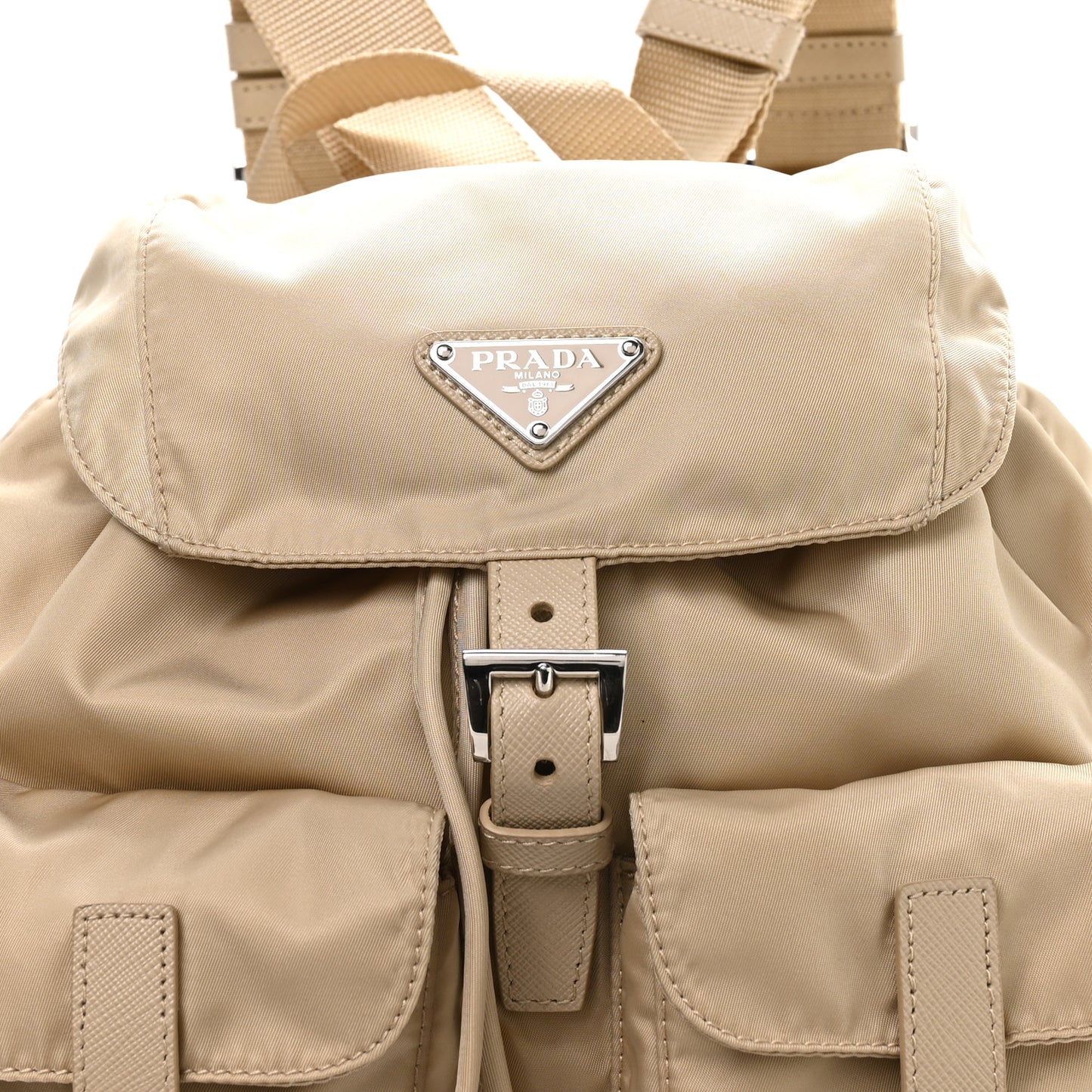 Re-Nylon Saffiano Small Backpack Desert Beige
