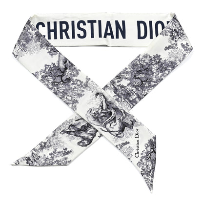 Christian Dior Silk Toile De Jouy Mitzah Scarf White 1 of 3