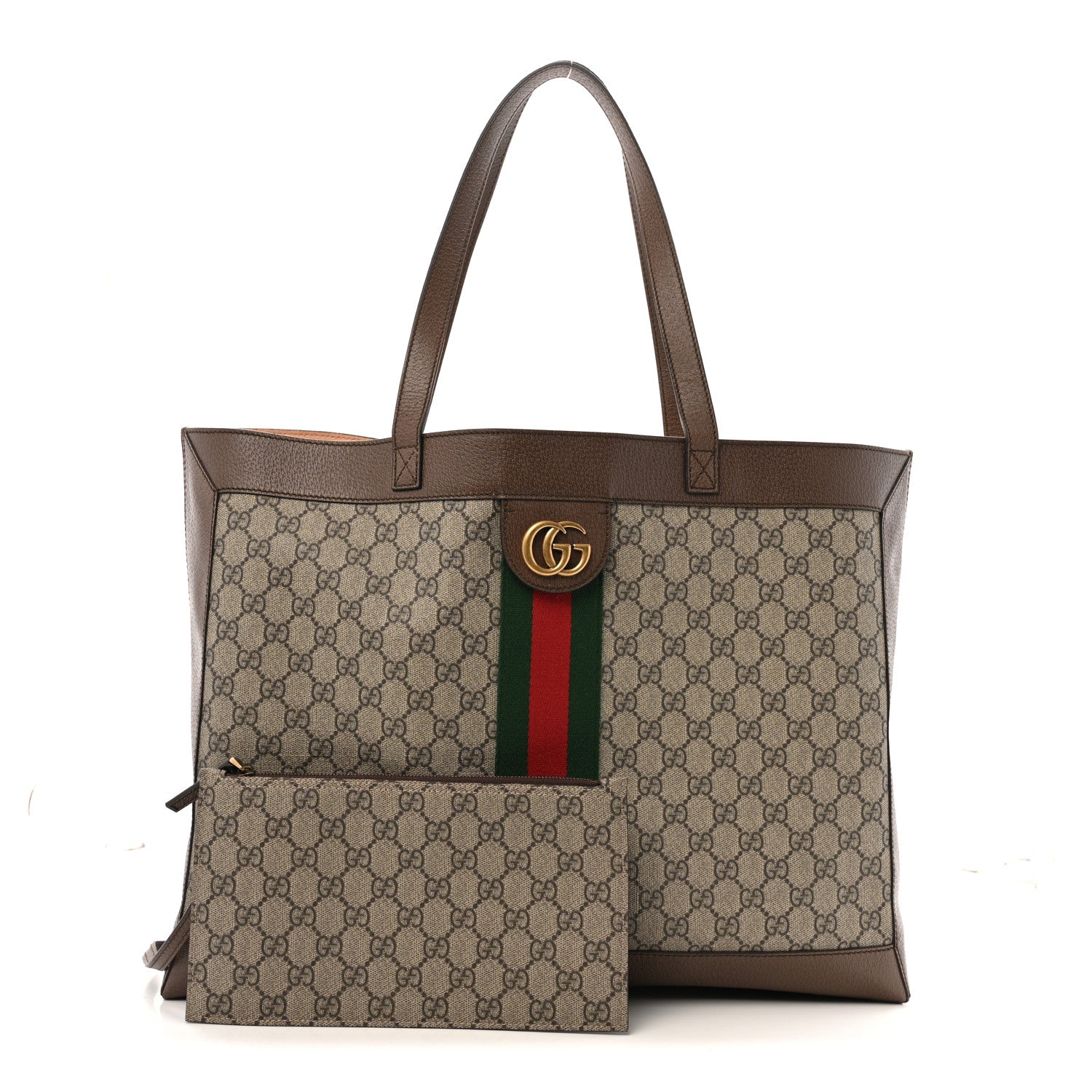 Gucci GG Supreme Monogram Web Ophidia Tote Brown 2 of 15