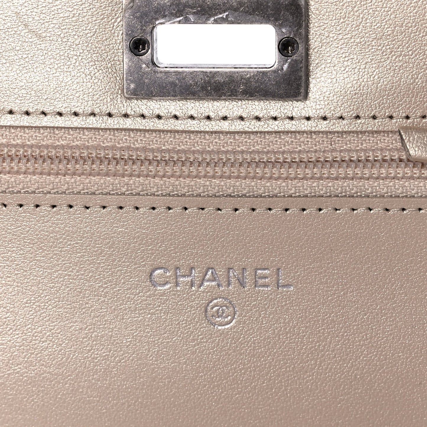 Metallic Sheepskin Quilted Reissue Wallet On Chain WOC Beige