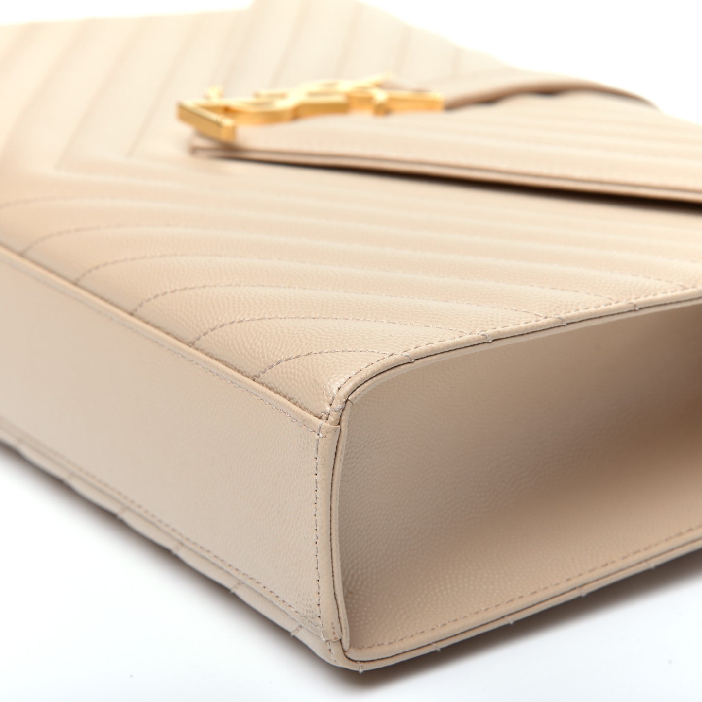 Grain De Poudre Matelasse Chevron Large Monogram Satchel Nude Powder