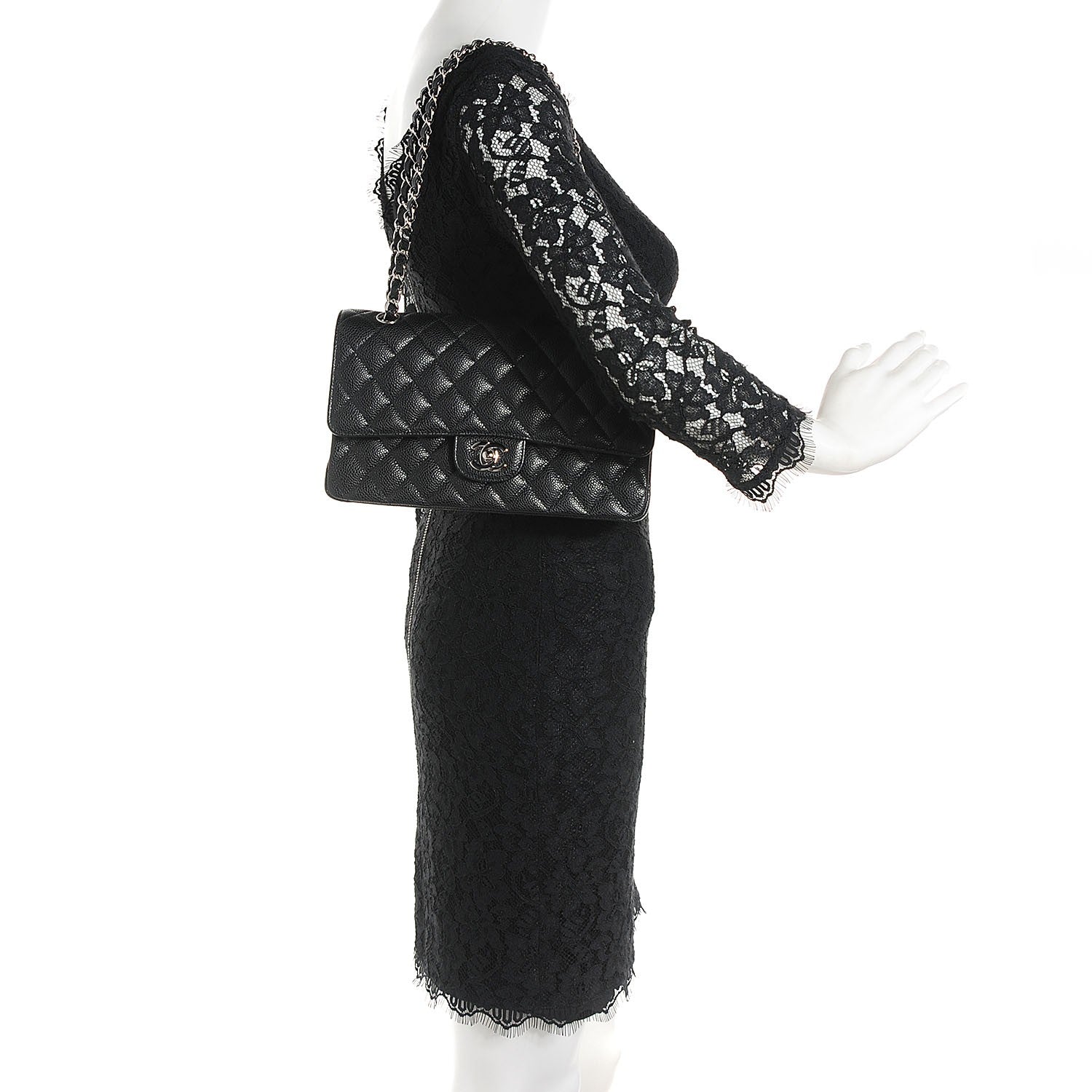 Chanel Caviar Quilted Medium Double Flap Black 2 of 8