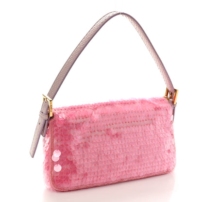 Fendi Satin Sequin Paillettes Bilics Lustre Snakeskin Medium Baguette 1997 Lavanda Glicine 3 of 10