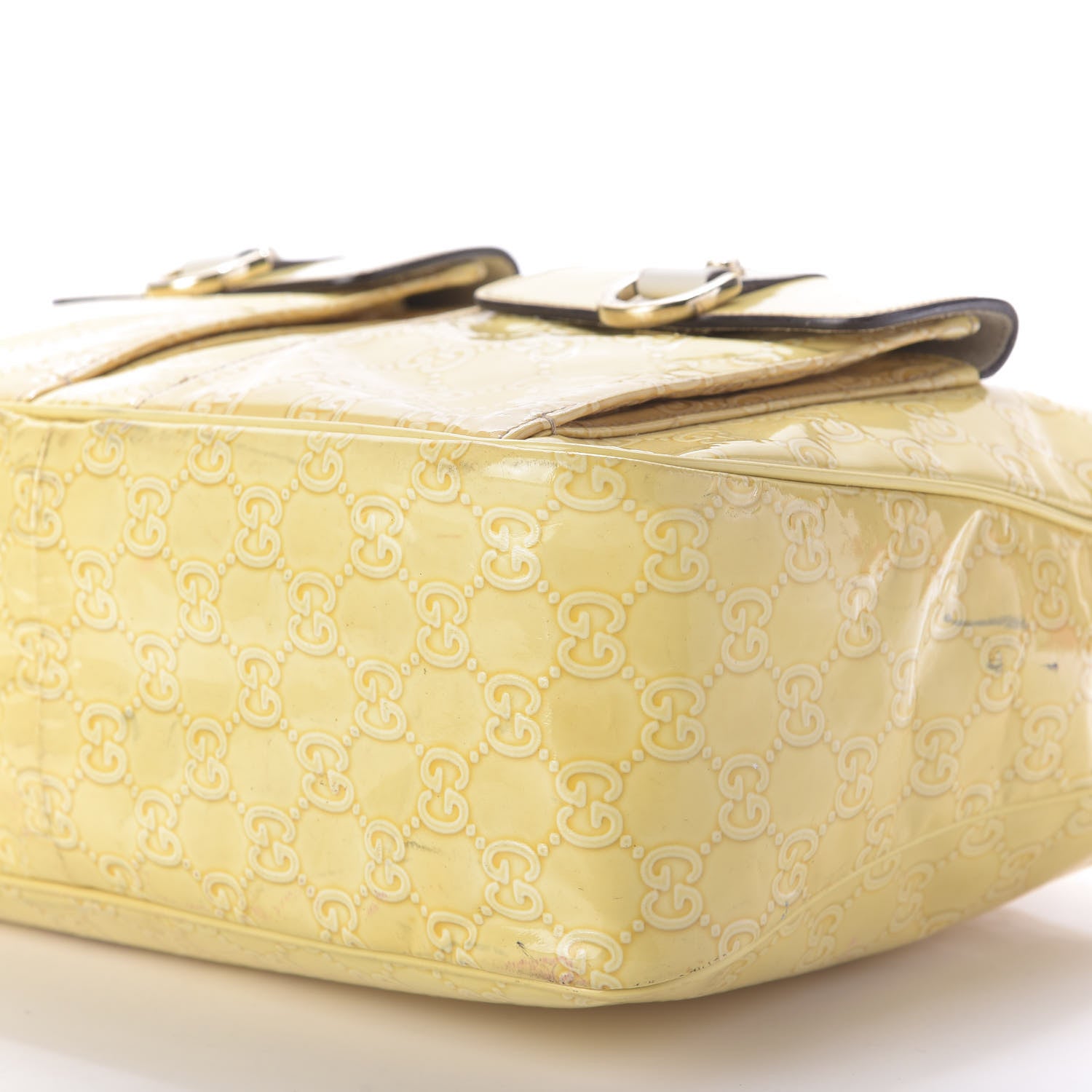 Gucci Patent Guccissima Pocket Hobo Yellow 7 of 15