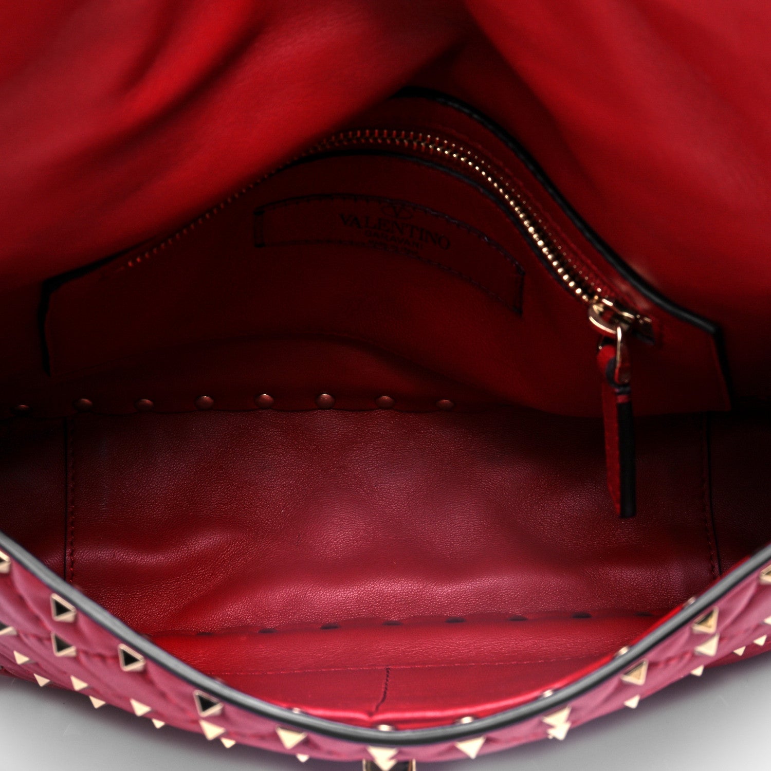 Valentino Garavani Nappa Medium Rockstud Spike Shoulder Bag Rubino 7 of 9