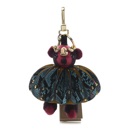 Burberry Cashmere Check Calfskin Crystal Concertina Thomas Bear Bag Charm Fuchsia Pink 1 of 6