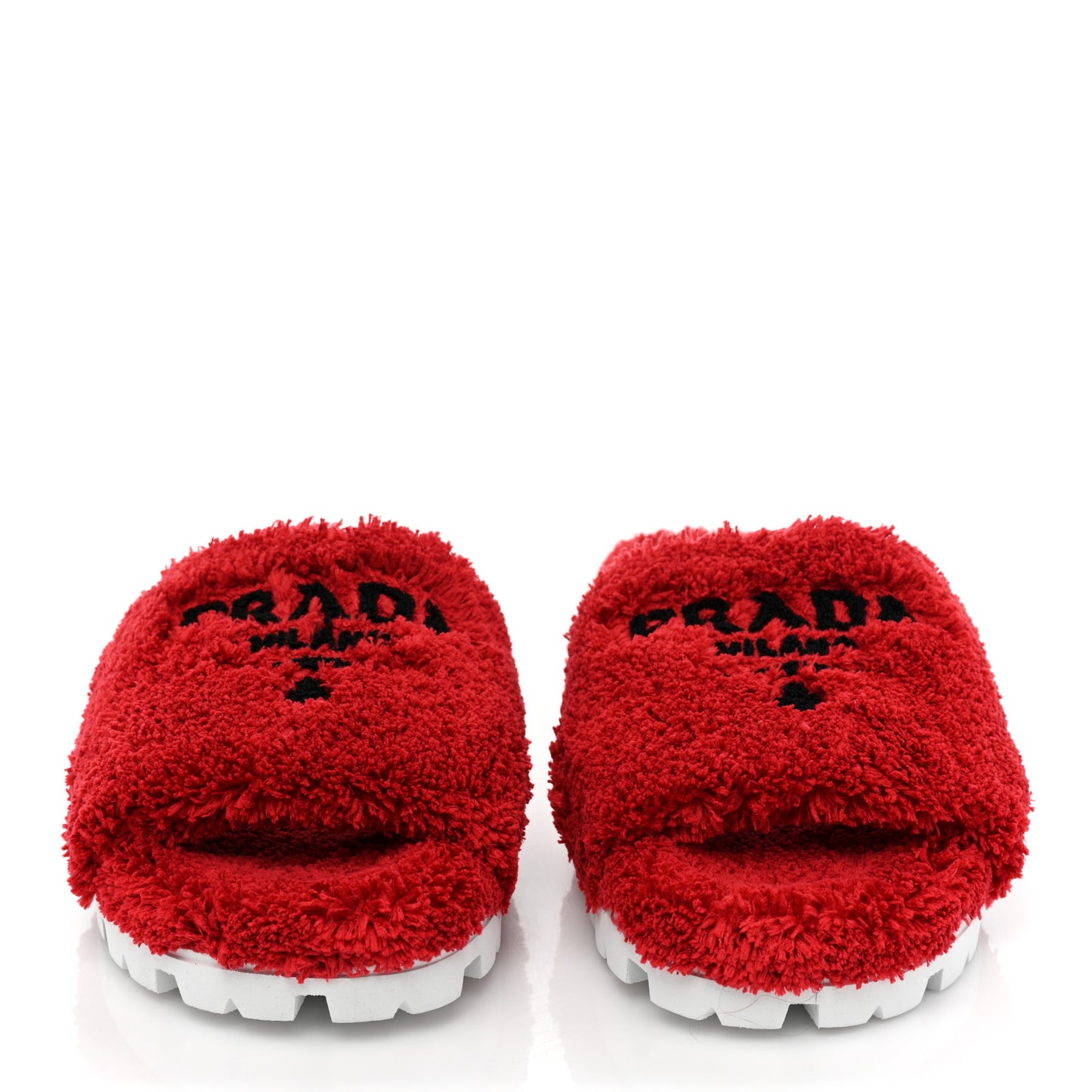 Terry Cloth Logo Lug Sole 20mm Slide Sandals 40 Rosso Black