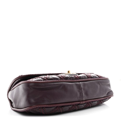 Chanel Calfskin Stitch Triptych Flap Plum 3 of 9