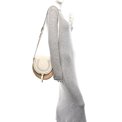 Chloe Raffia Small Grain Calfskin Small Marcie Basket Crossbody White 2 of 11