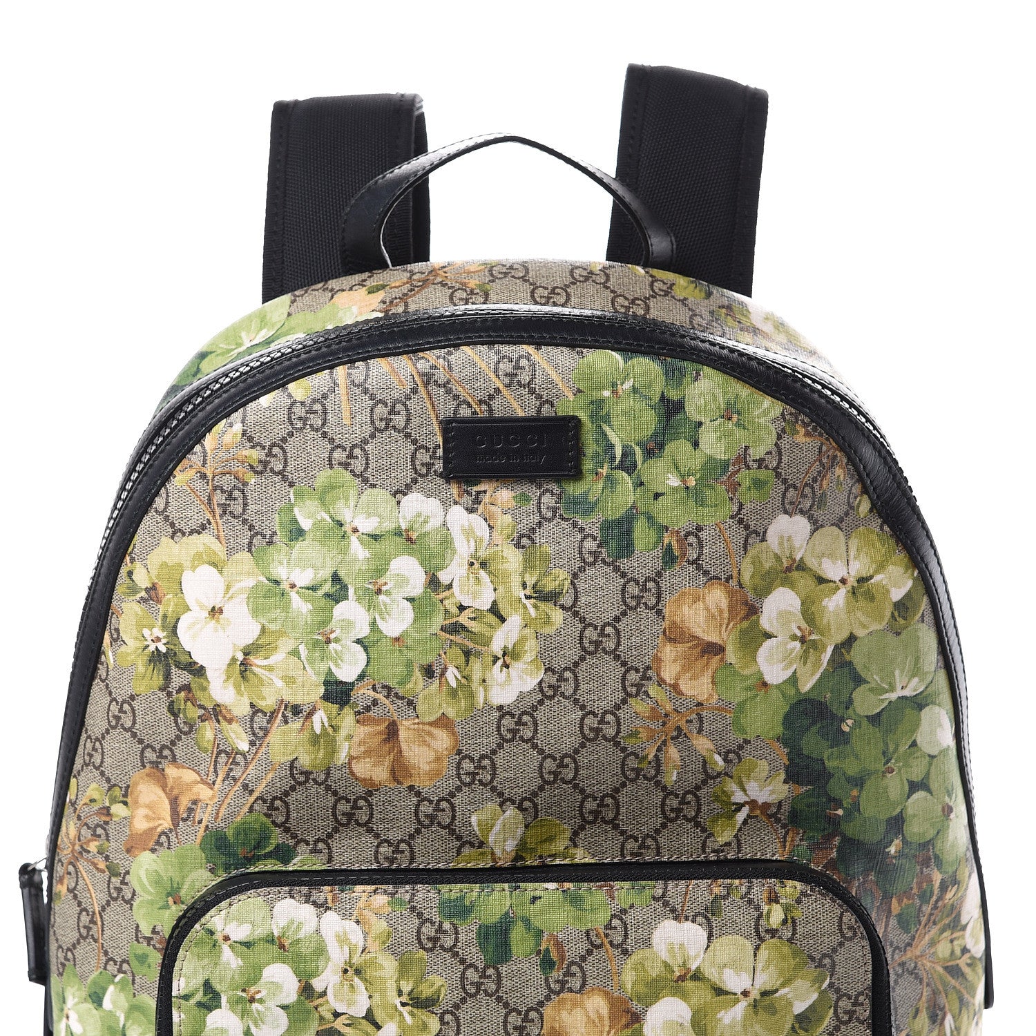 Gucci GG Supreme Monogram Blooms Medium Day Backpack Beige New Military Black 9 of 16