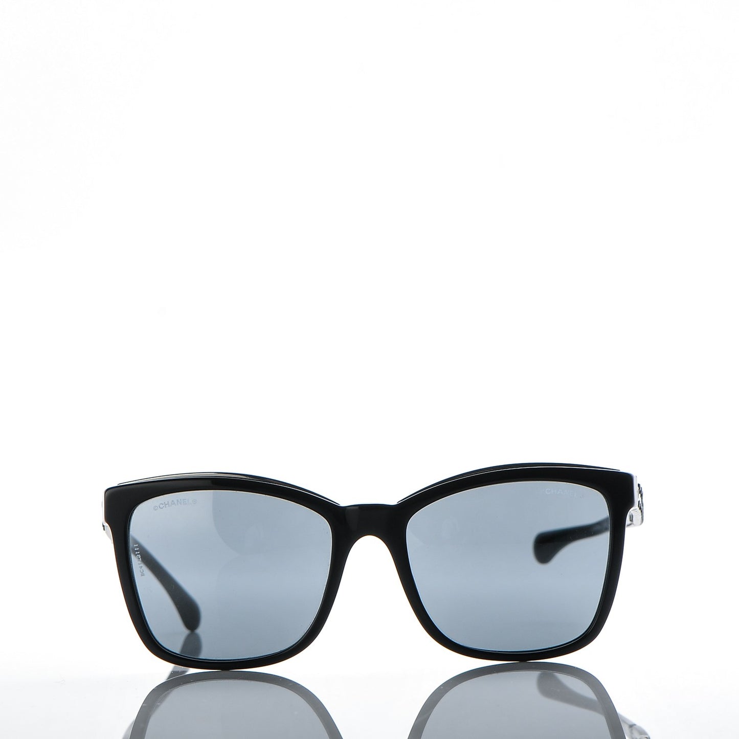 Calfskin Square Chain Sunglasses 5360-Q-A Black