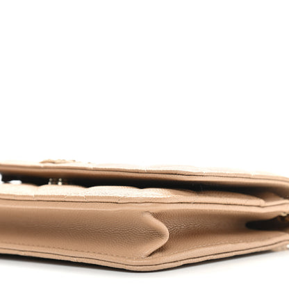 Chanel Caviar Quilted Crystal CC Wallet On Chain WOC Beige 11 of 12