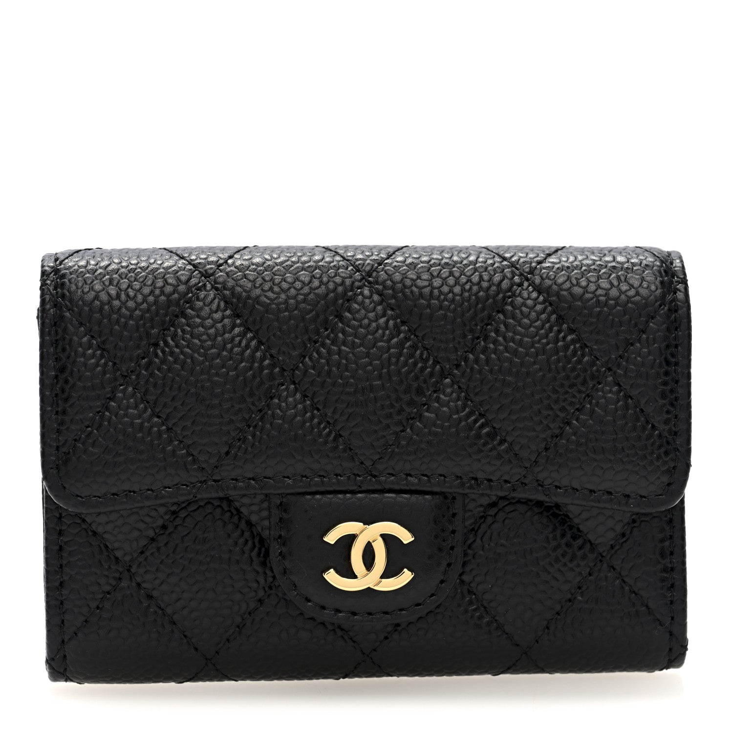 Chanel Caviar Quilted Flap Card Holder Wallet Black 1 of 8