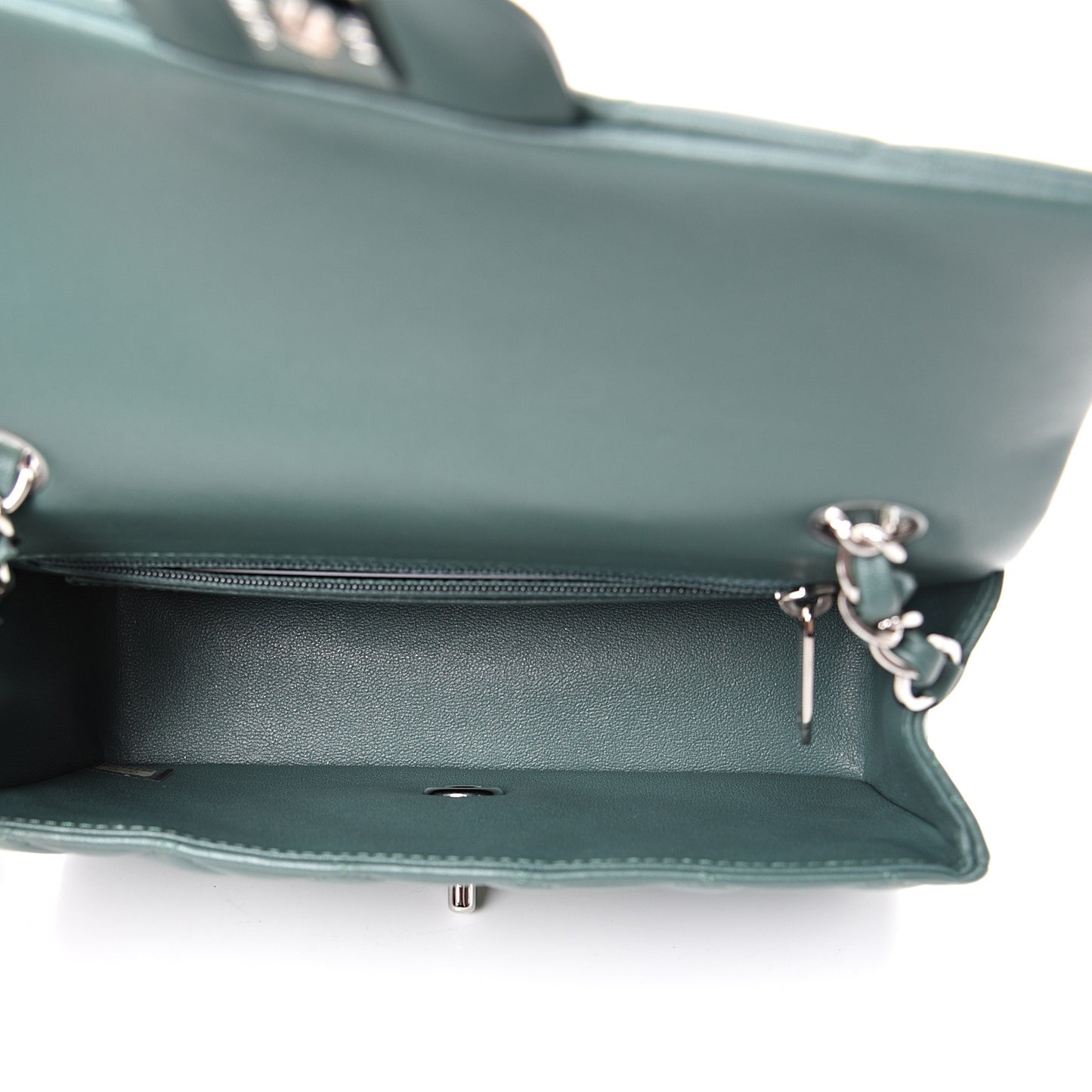 Lambskin Quilted Mini Rectangular Flap Green