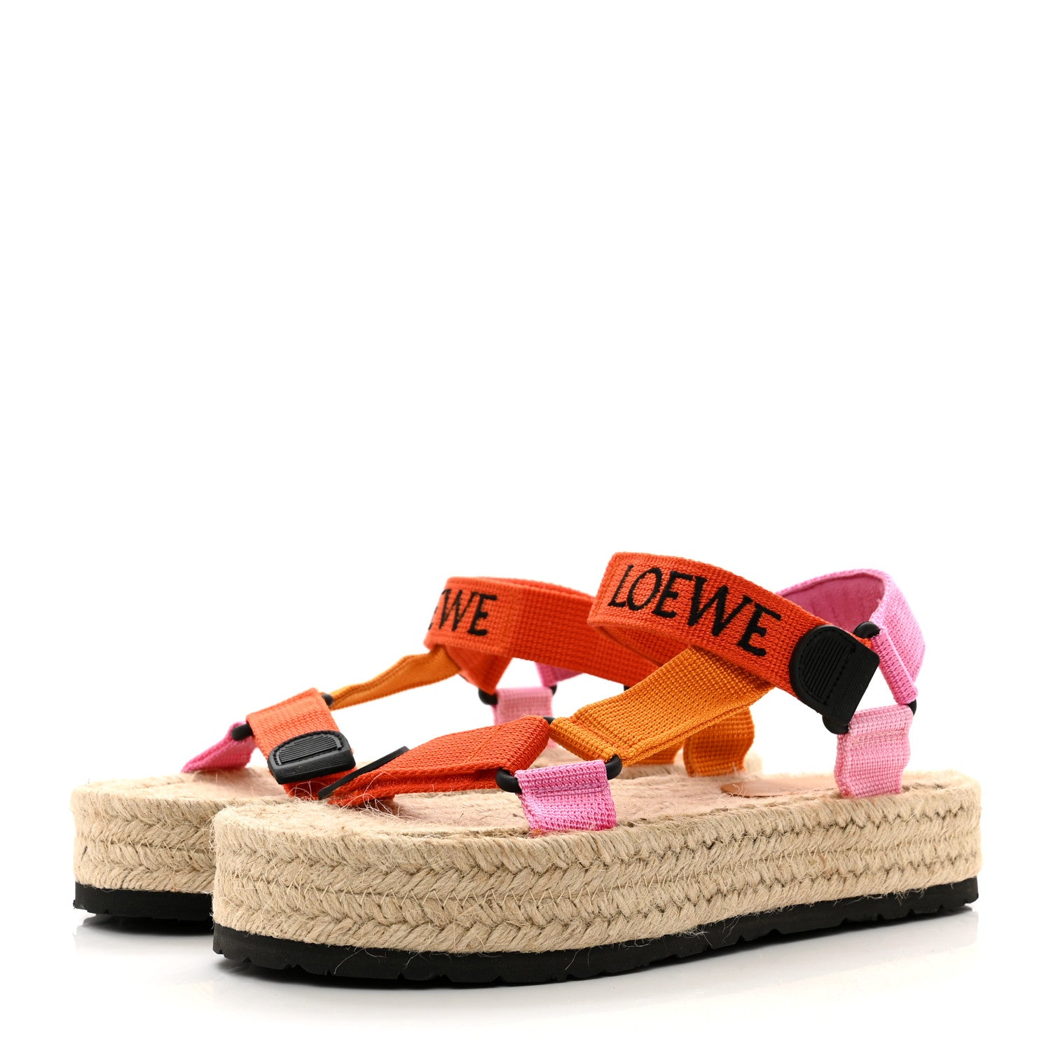 Loewe Raffia Paula's Ibiza Strappy Espadrille Sandals 38 Orange Multicolor 3 of 8