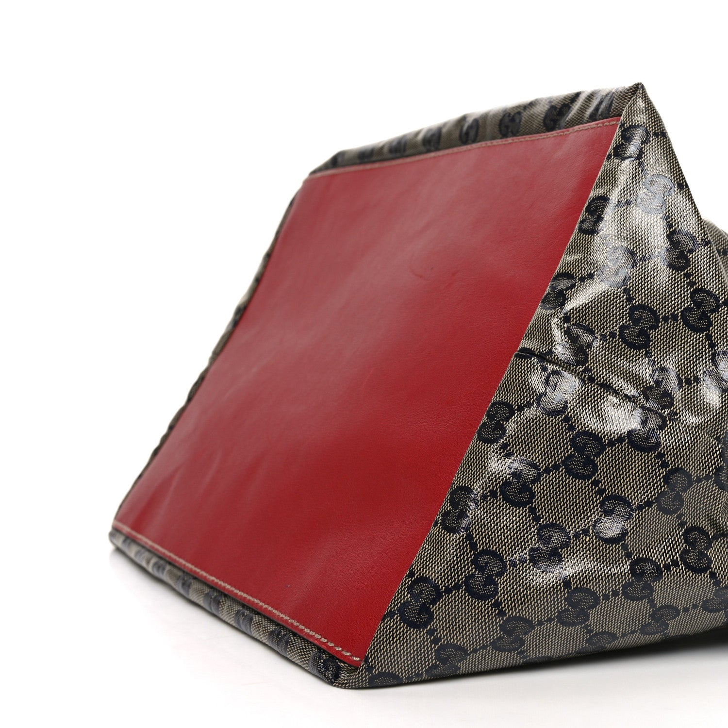 Gucci Crystal Monogram Large Web Handle Bucket Tote Red 10 of 12