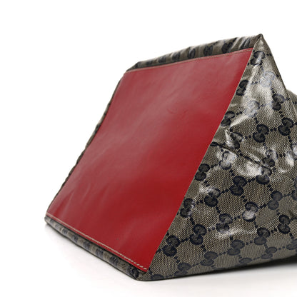 Gucci Crystal Monogram Large Web Handle Bucket Tote Red 10 of 12