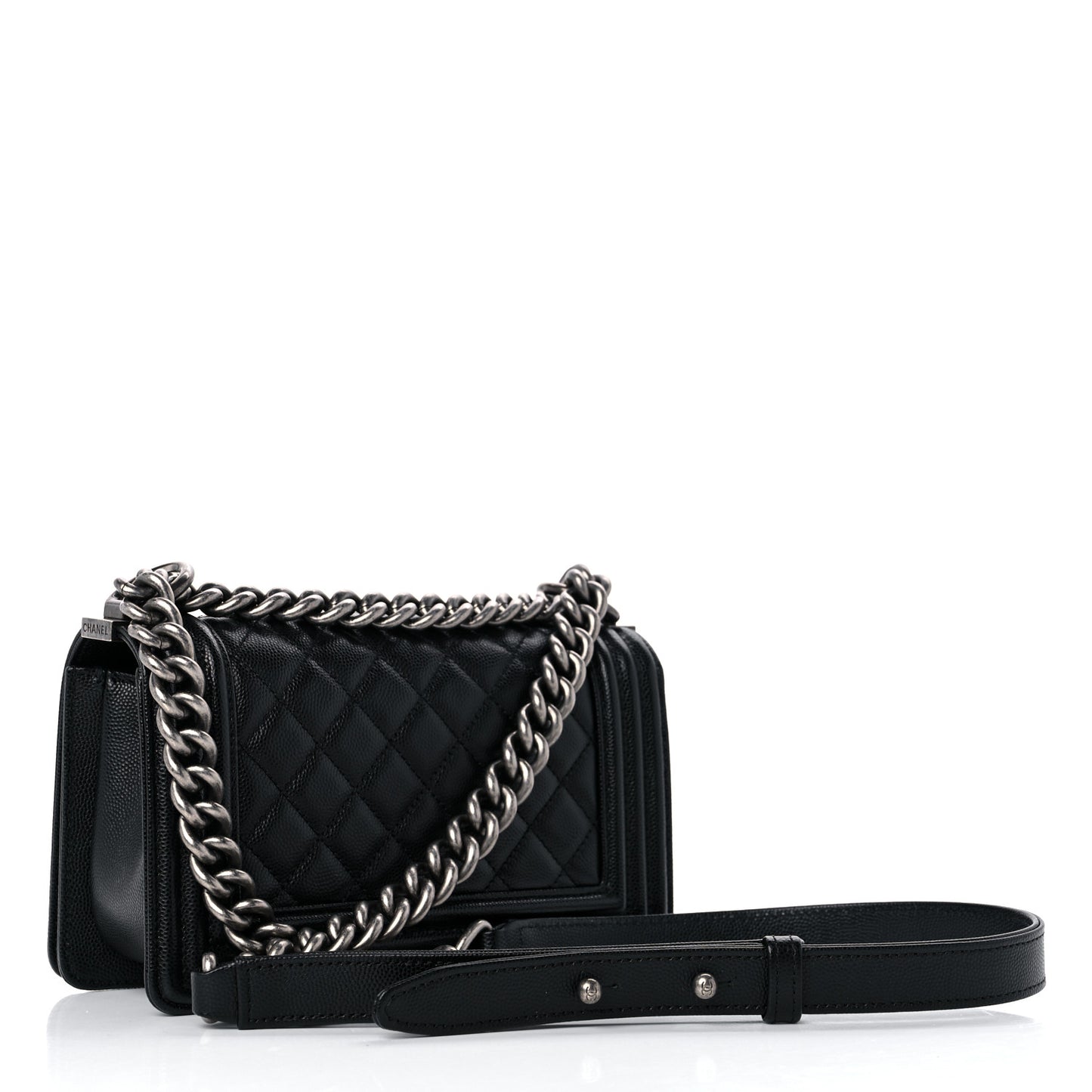 Caviar Quilted Small Boy Flap Black