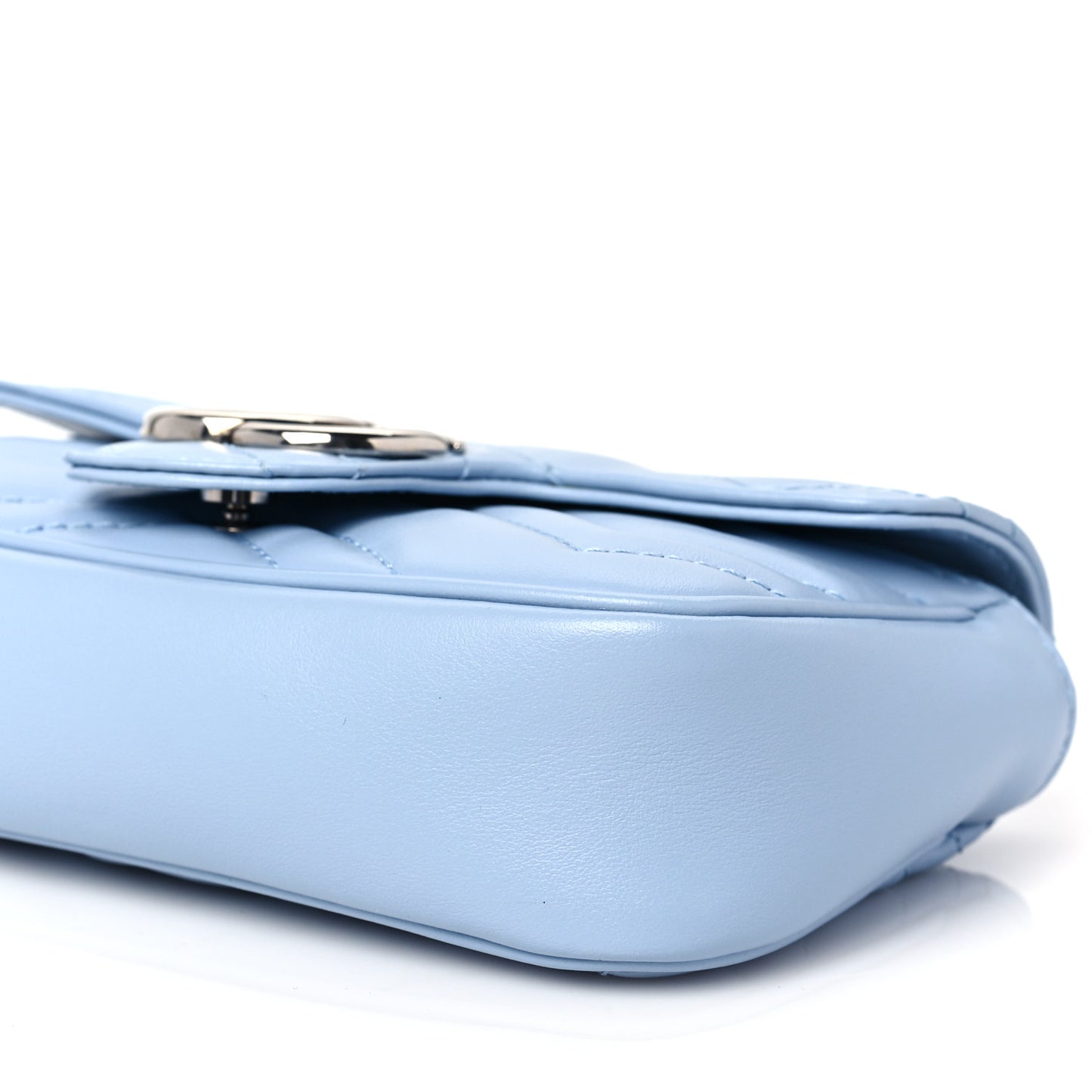 Calfskin Matelasse Super Mini GG Marmont Shoulder Bag Porcelain Light Blue
