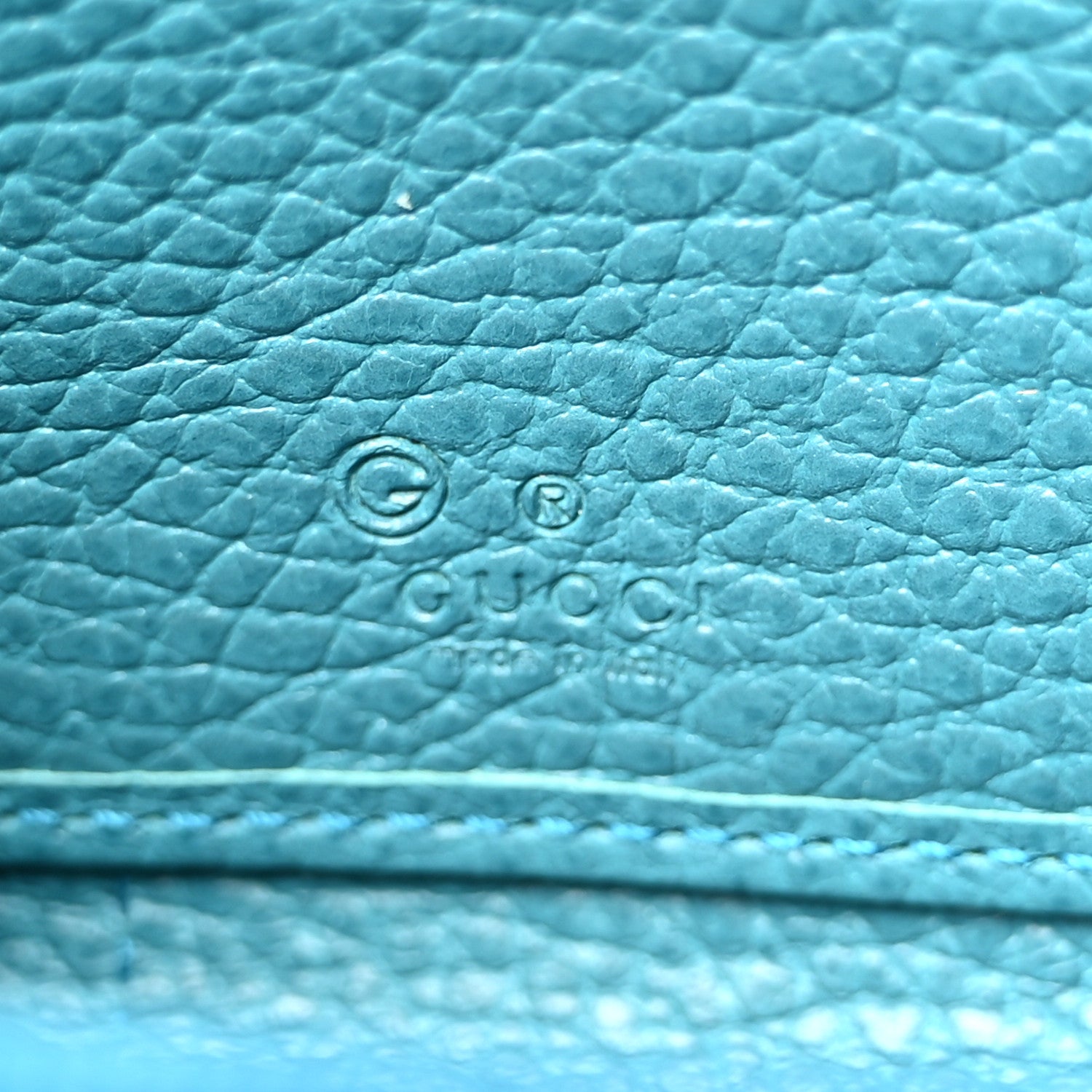 Gucci Monogram Dollar Calfskin Zip Around Wallet Beige Ebony Mineral Blue 6 of 7