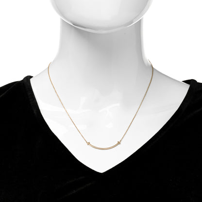 Tiffany 18K Yellow Gold Small T Smile Pendant Necklace 2 of 6
