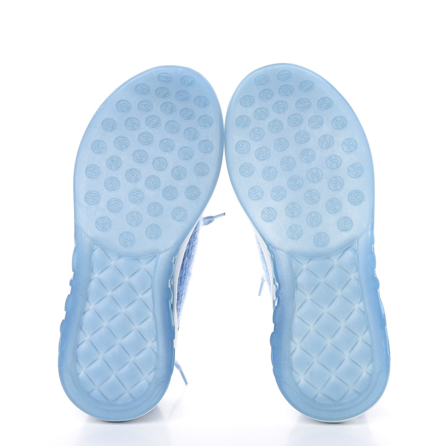 Suede Calfskin Stretch Fabric CC Sneakers 39.5 Light Blue