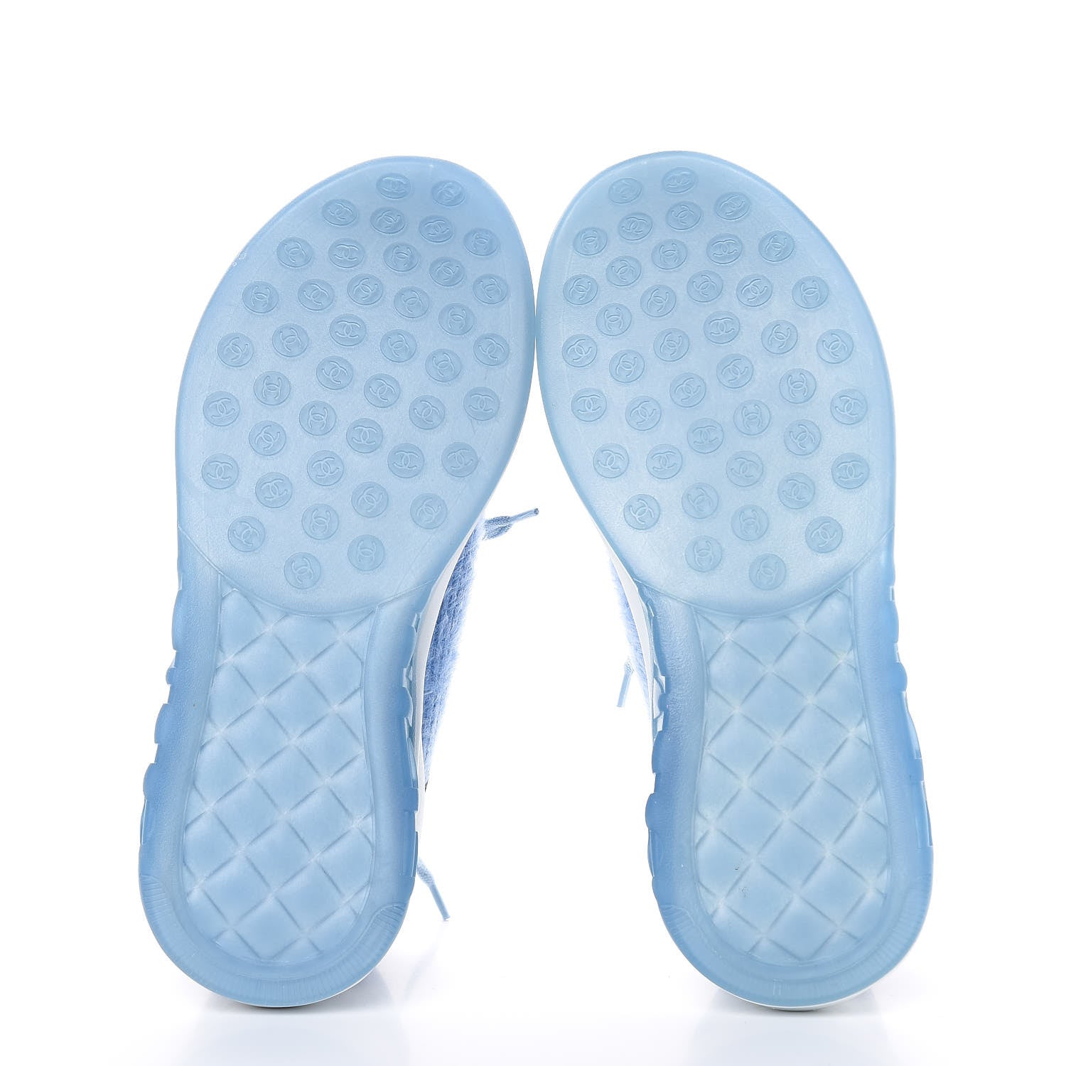 Chanel Suede Calfskin Stretch Fabric CC Sneakers 39.5 Light Blue 6 of 7